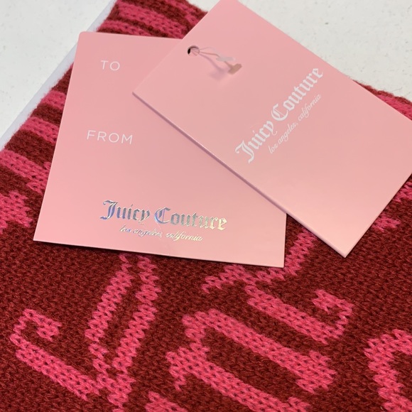NWT Juicy Couture Scarf & Hat Set Red& Pink. - Picture 8 of 8